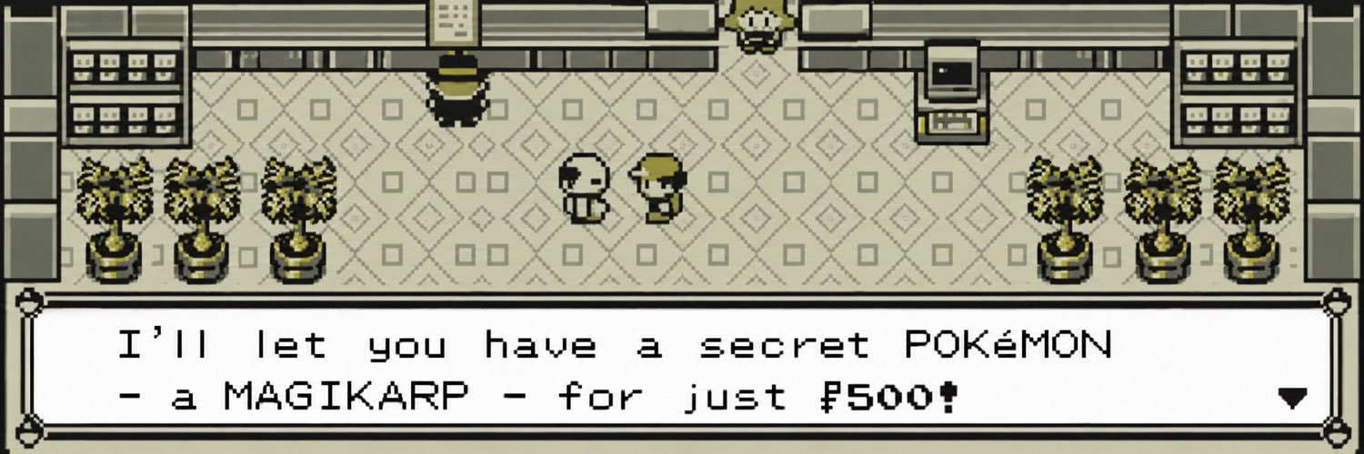 Original banner: the Magikarp salesman offers a secret Pokémon for 500 in the Pokémon Center